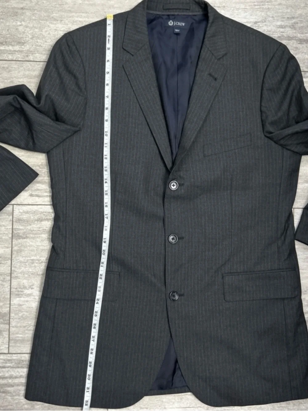 J Crew Jacket Mens 42L Gray 3 Button Aldridge Loro Piana Super 120s Wool Blazer
